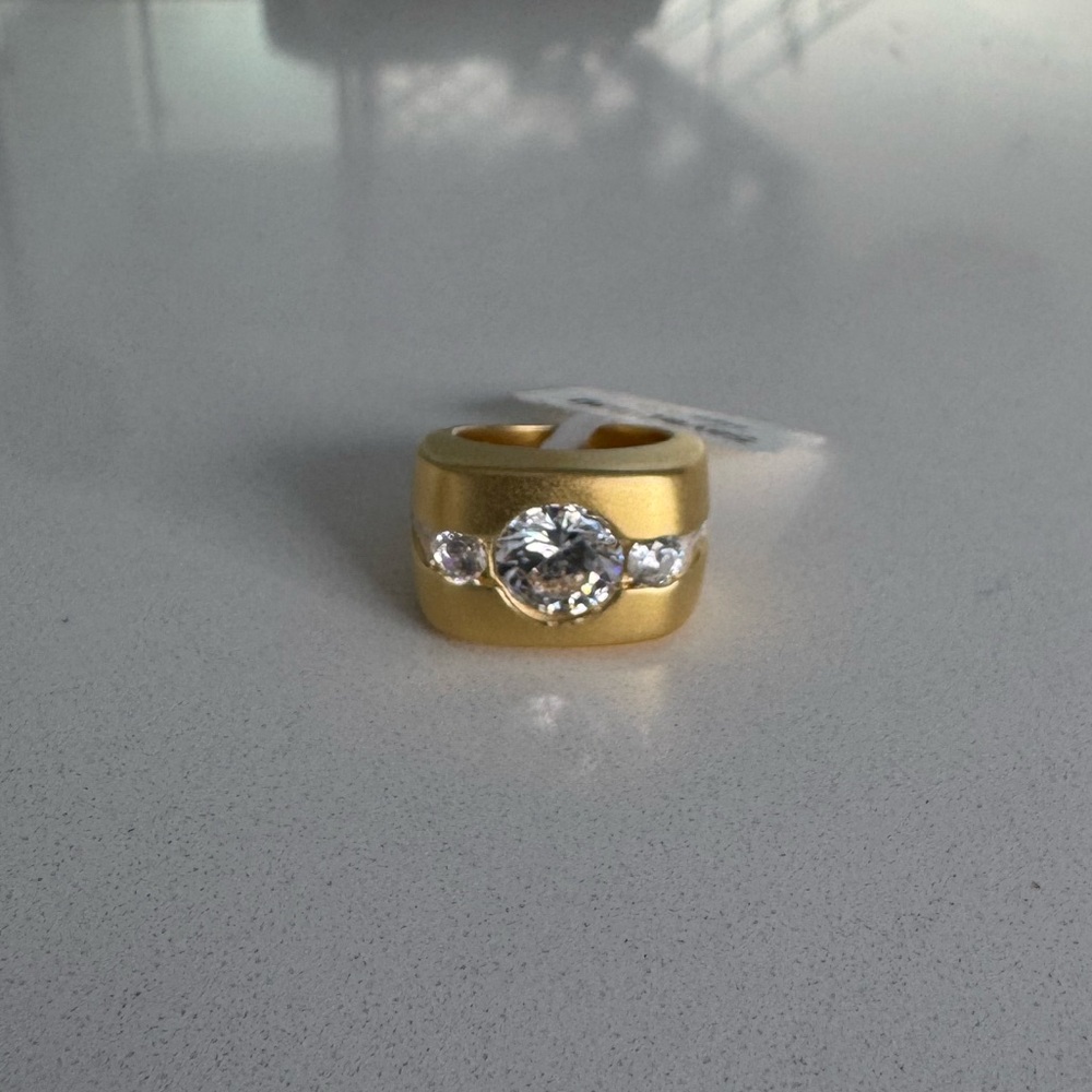 Elegant Gold Toned Pinky Ring with Stones